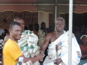 Local chief giving prize to one of the winners