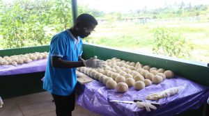 Emmanuel Eshun preparing round ball soap 1JPG